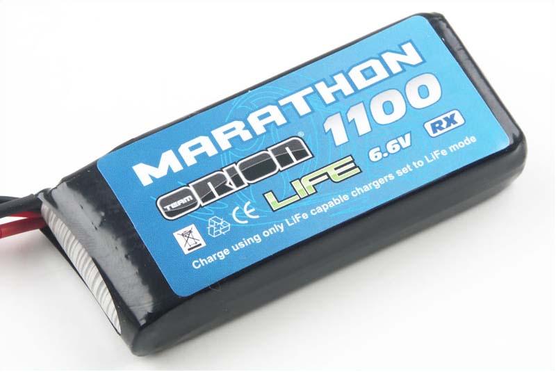 Team Orion Batteries Marathon Life Standard RX Pack Team Orion LiFe 6,6(2s) 1100mAh 30C Soft Case BEC/JST