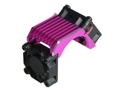 Aluminium Brushless 540 Motor Heatsink -Twin W/ Cooling Fan - Pink