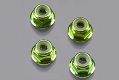 Traxxas 4mm Flanged Nuts Green (4)