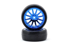 Tires &amp; wheels, assembled, glued (12-spoke blue chrome wheels, slick tires) (2)
