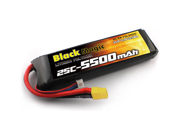 Аккумулятор для радиоуправляемых моделей Black Magic LiPo 11,1V(3S) 5500mAh 50C Deans plug