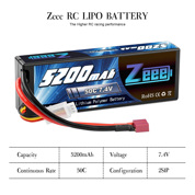 Аккумулятор для радиоуправляемых моделей Zeee Power Аккумулятор Zeee Power 2s 7.4v 5200mah 50c