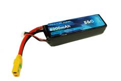 Аккумулятор LiPo B&C 11.1В~8000мАч,90C, 3S (разъём XT90, Soft case) артикул B&C-8000-90-S