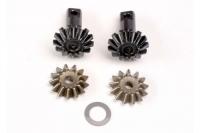 Diff gear set: 13-T output gear shafts (2)/ 13-T spider gears (2)/ spider shaft (1)/ 6x10x0.5mm Tefl