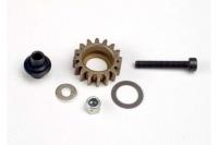 Idler gear, steel (16-tooth)/ idler gear shaft/ 3x8mm flat metal washer/ 8x12x0.5mm Teflon washer/ 3