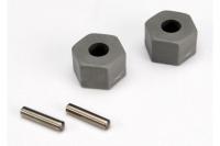 Wheel hubs, hex (tall offset, Rustler/Stampede front) (2)/ axle pins (2.5x12mm) (2)