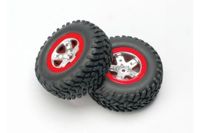 Tires & wheels, assembled, glued (SCT satin chrome wheels, red beadlock (dual profile 2.2" outer