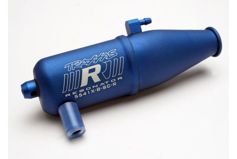 Tuned pipe, Resonator, R.O.A.R. legal, blue-anodized (aluminum, single chamber) (fits Jato, N. Rustl
