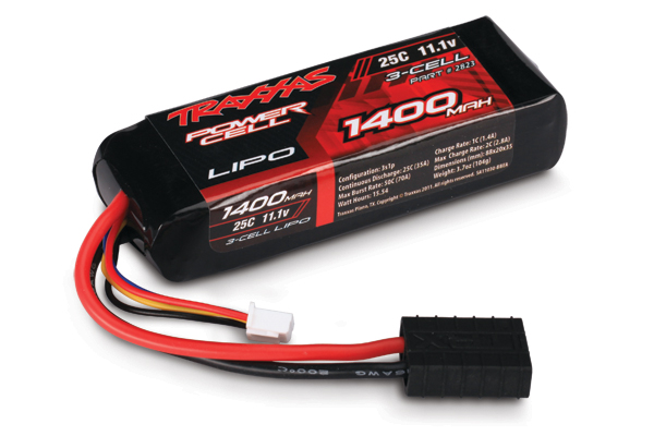 Аккумулятор силовой микропак 11.1V 1400mAh 25C LiPo 3S Traxxas Power Cell (силовой разъем TRX)